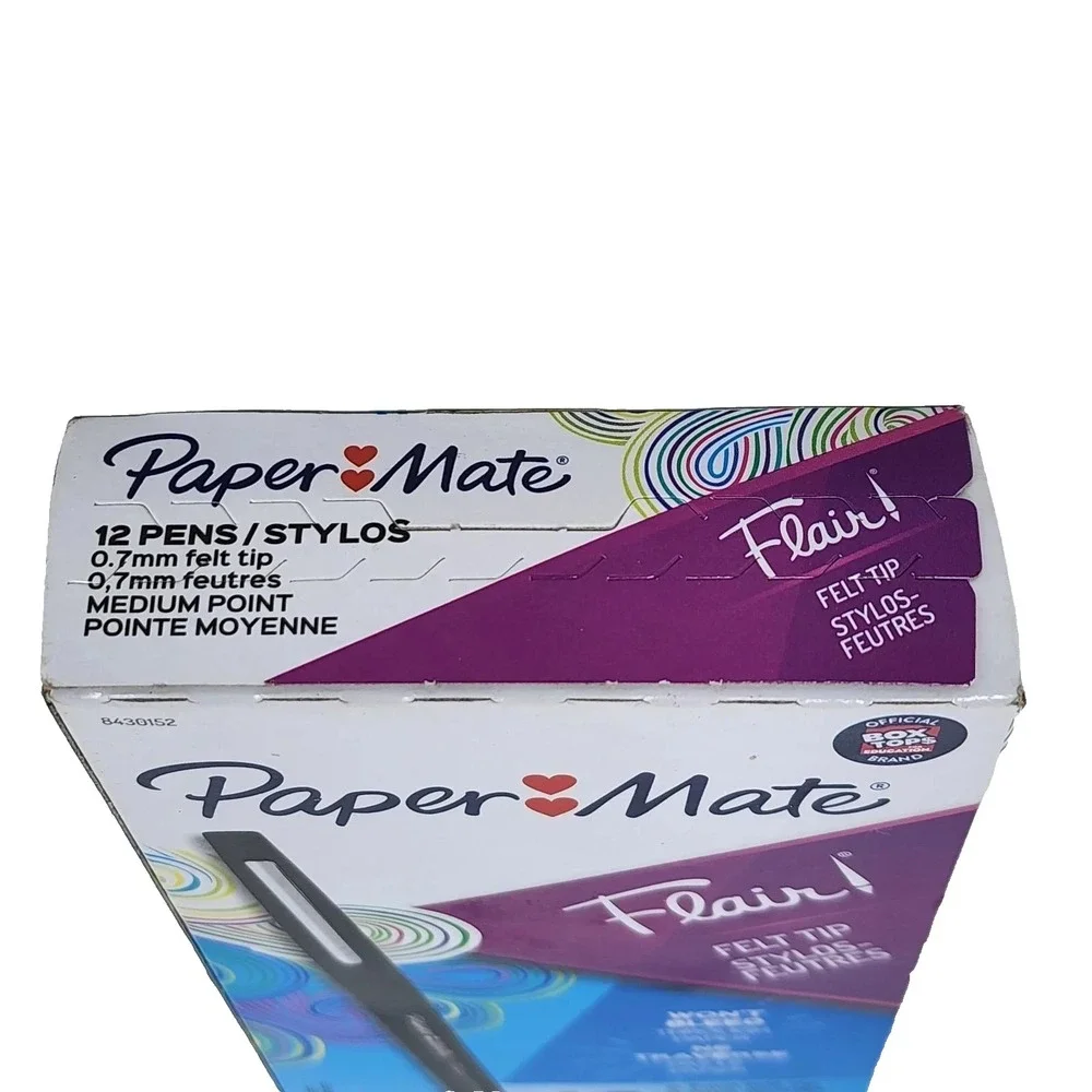 Paper Mate Flair Felt Tip Pens, Medium Point 0.7mm Black (12 Pens)